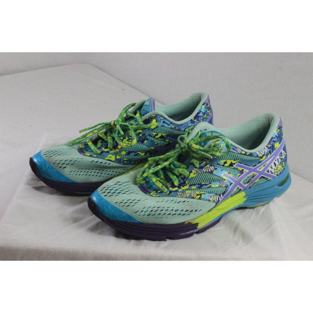 Asics Womens Size 9 Purple Blue Lime Running Shoes